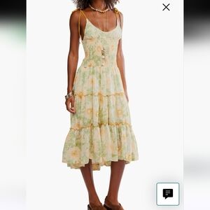 Free People Adriel Tie Strap Tiered Midi Dress Large NWOT